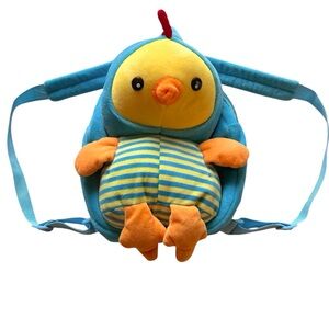 Plush Baby Rooster Light Blue Yellow Orange Adjustable Straps Backpack Toddler